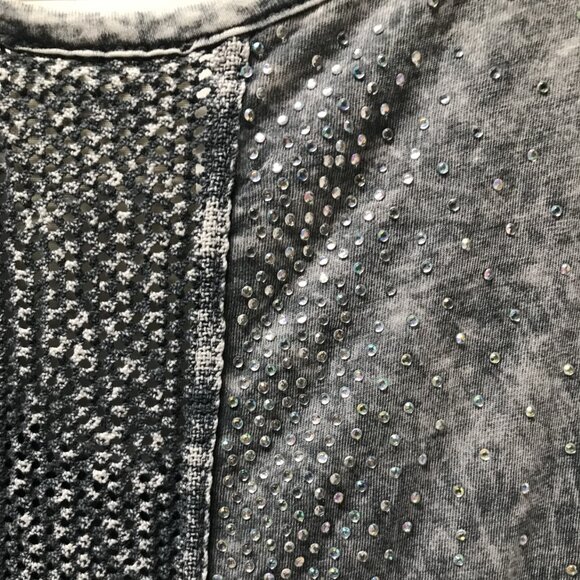 Vocal Blue Tie Dye Rhinestone Embellished V-Neck Tee - Picture 8 of 9